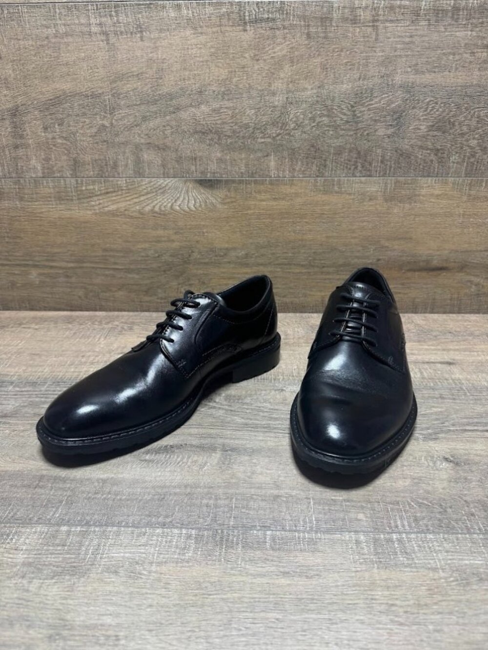 Ecco Vitrus Black Leather Plain Toe Oxford Shoes Men's Size EU 39